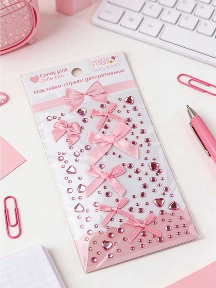 Наклейки-стразы декоративные "Candy Pink" 19,5*9,5 см (PK1346)