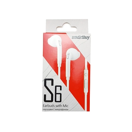 Внутриканальная гарнитура Smartbuy S6, белая, коробка (SBH-202K) 