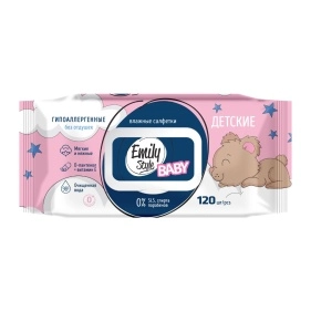 Салфетки влажные Emily Style ВЫГОДНО Для детей 120 штук с крышкой гипоаллергенные 0+*