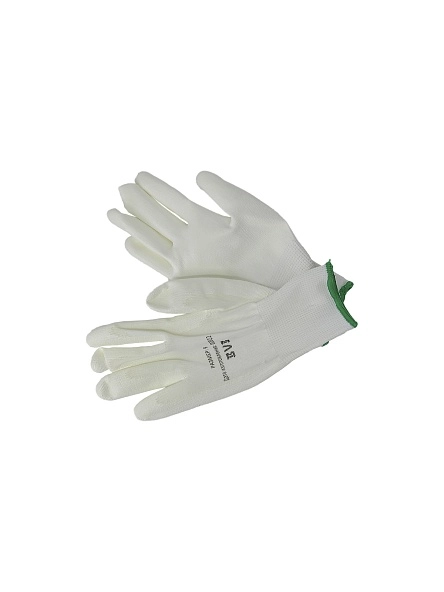 Перчатки белые из полиэстра с белым ПУ покрытием,"RMT" р-р 9