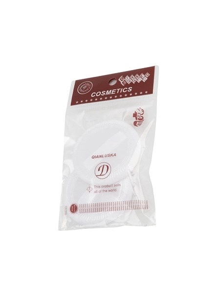 Пуховки для макияжа, 2 шт, d=5,8 см, белый (AW-050)