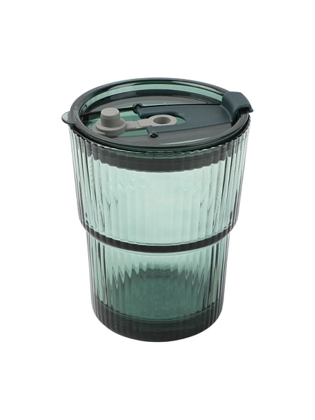 Стакан с трубочкой "Green vibes", 380 мл (PX0462)