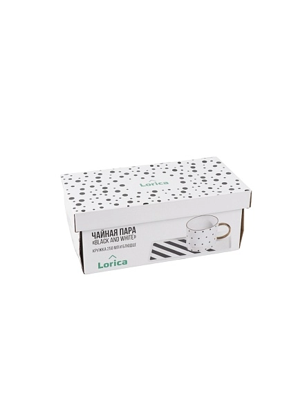 Чайная пара "Black and white": кружка 250 мл, блюдце 21,5*10 см