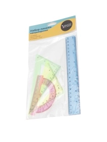 Набор линеек канцелярских: линейка, транспортир, угольник - 2 шт